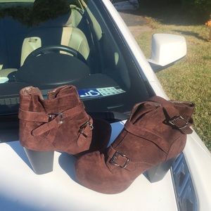 Brown suede boots